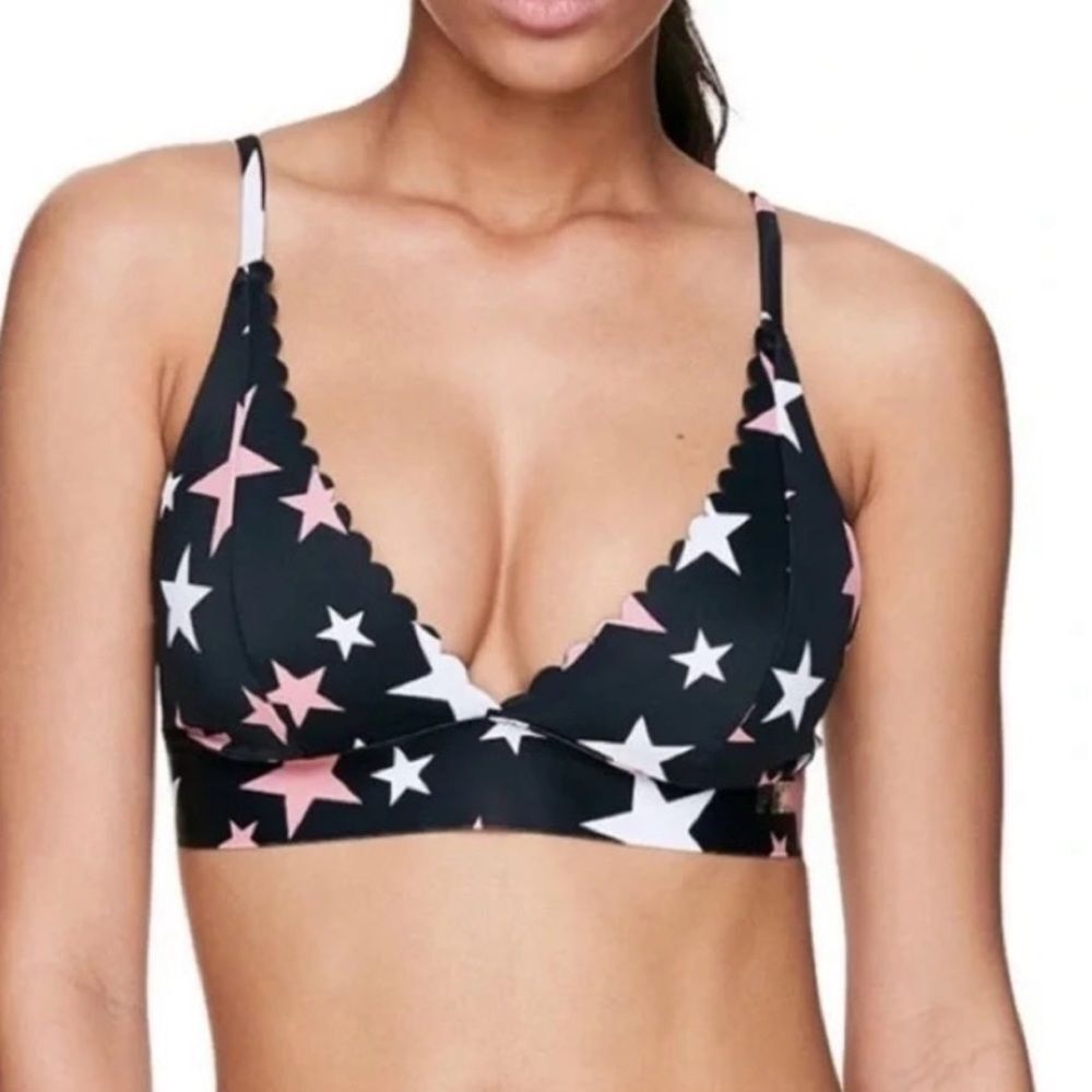 Victoria's Secret PINK Star Graphic Bonded Scallop Pullover Wireless Bralette XS